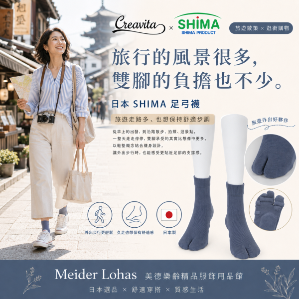日本 SHIMA 足弓襪｜男女兼用 日本SHIMA足弓襪、SHIMA足弓襪、足弓襪、鞋墊襪、機能襪、足弓支撐襪、男女兼用足弓襪、男女適穿機能襪、男女性足弓支撐襪、日本製襪子、旅遊襪、旅行走路襪、逛街舒適襪、逛街久走襪、分趾襪、樂齡足部用品、舒適步行襪、美德樂齡