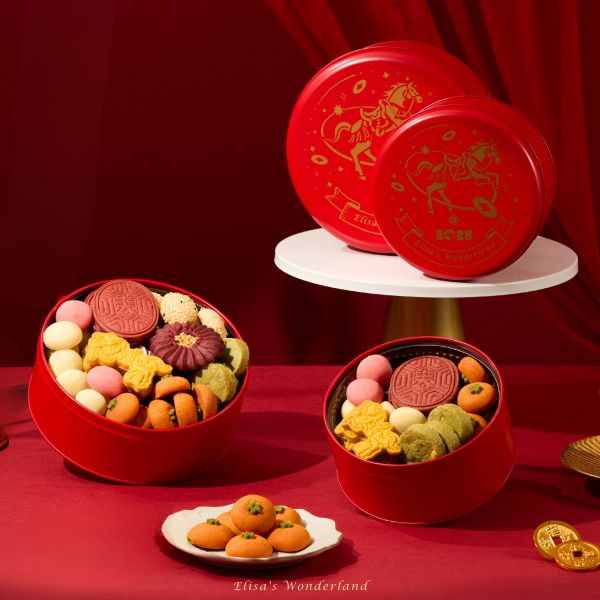 【駿馬團圓】馬年限定新年餅乾圓禮盒(鐵盒封面可印製企業LOGO) 