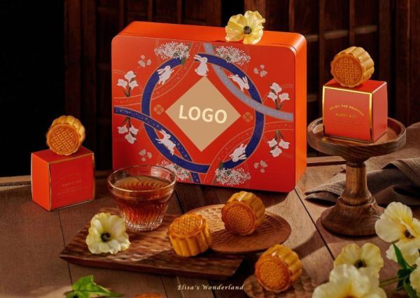 【買十送一】中秋奶黃流心月餅禮盒 (鐵盒封面可印製LOGO) 