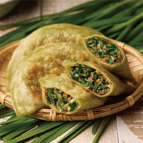 【冷凍】豆舖子/韭菜盒子/100g*4入 豆舖子,潔淨標章麵粉,菠菜汁,韭菜盒子
