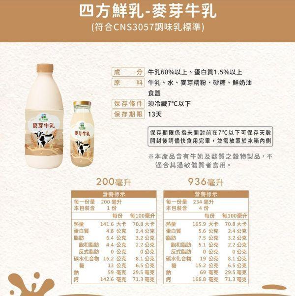 (冷藏)四方/(小玻璃瓶)麥芽調味乳/200ml 四方,麥芽,調味乳,自種牧草,雀莉到家,宅配,冷鏈