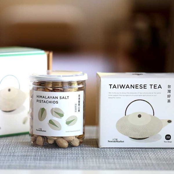 上下游/開心品茶禮盒/玫瑰鹽開心果220g＋四季春烏龍茶包2.2g*20入 上下游,開心品茶,禮盒,玫瑰鹽開心果,四季春烏龍茶包