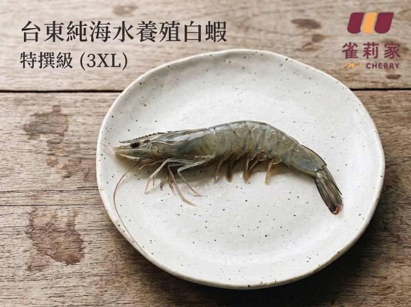 【冷凍】雀莉家/台東純海水養殖白蝦/特撰級3XL(6-8尾)/300g 台東,純海水養殖,白蝦