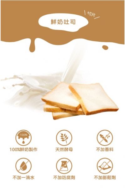 【冷凍】四方鮮奶吐司(切片6入/包)/288±15g 四方,鮮奶吐司