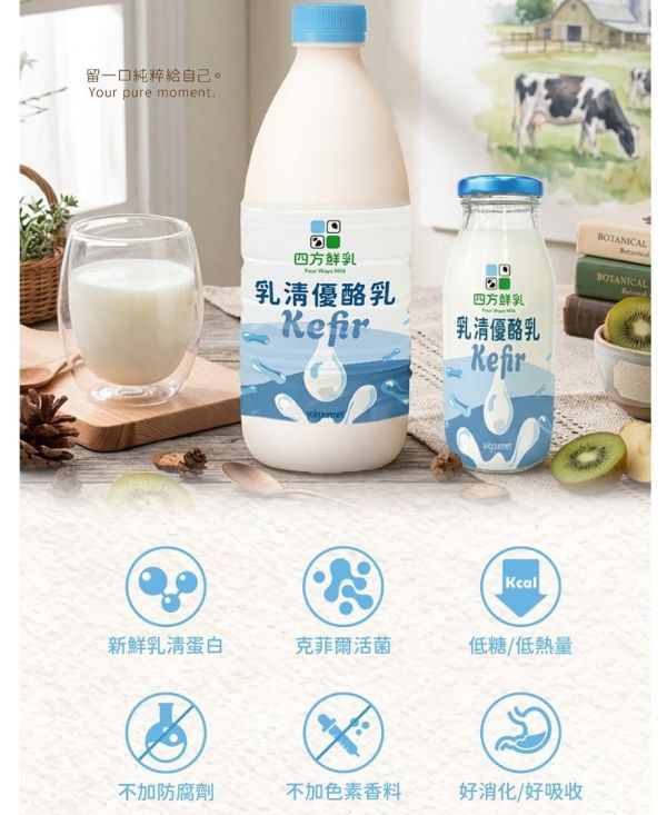 (冷藏)四方/乳清優酪乳/200ml 四方,乳清優酪乳,克菲爾菌,Kefir,雀莉到家,宅配,冷鏈