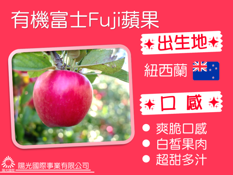 (冷藏)Sun Organic/紐西蘭有機富士蘋果/875g±5%/5粒 有機蘋果,紐西蘭,帶皮吃,不上蠟,富士