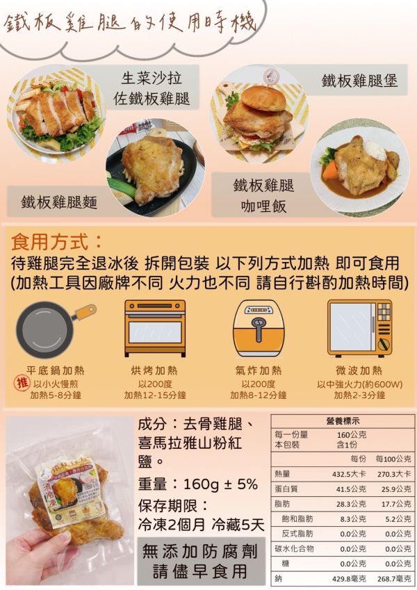 【冷凍】動筷。食/鐵板雞腿/ 160g 動筷,鐵板雞腿