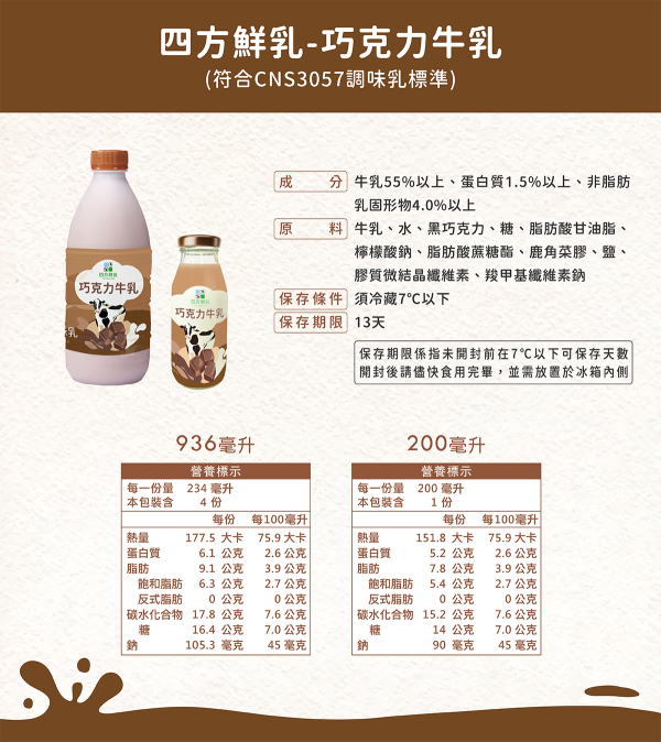 (冷藏)四方/(小玻璃瓶)巧克力調味乳/200ml 四方,巧克力調味乳