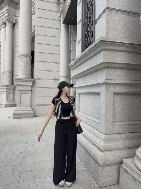 慵懶系美女·棉麻寬褲 