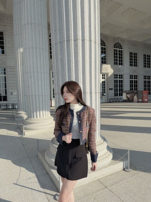 本命小香·拼接編織外套 