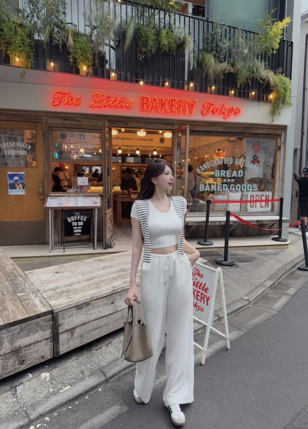 慵懶系美女·棉麻寬褲 