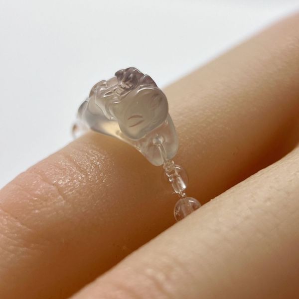 【歐洛菈】趴趴貓戒指-霧影貓（灰瑪瑙貓） 水晶,礦石,晶礦,水晶手鐲,手鐲,水晶手串,手串,脈輪,磁場,療癒,淨化,紫水晶,粉晶,櫻花瑪瑙,草莓晶