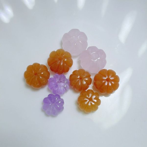 【歐洛菈】手做DIY南瓜珠-多彩組 水晶,礦石,晶礦,水晶手鐲,手鐲,水晶手串,手串,脈輪,磁場,療癒,淨化,紫水晶,粉晶,櫻花瑪瑙,草莓晶
