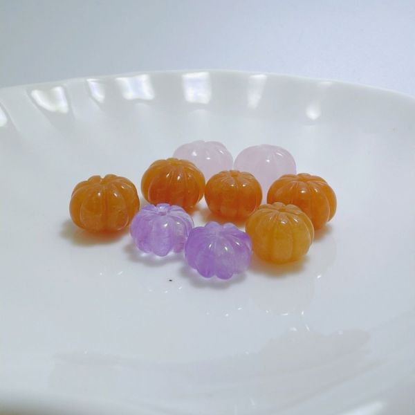 【歐洛菈】手做DIY南瓜珠-多彩組 水晶,礦石,晶礦,水晶手鐲,手鐲,水晶手串,手串,脈輪,磁場,療癒,淨化,紫水晶,粉晶,櫻花瑪瑙,草莓晶