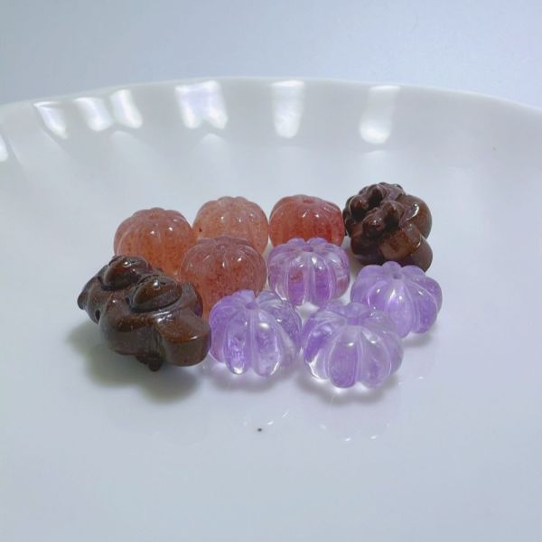 【歐洛菈】手做DIY南瓜珠-禮物組 水晶,礦石,晶礦,水晶手鐲,手鐲,水晶手串,手串,脈輪,磁場,療癒,淨化,紫水晶,粉晶,櫻花瑪瑙,草莓晶