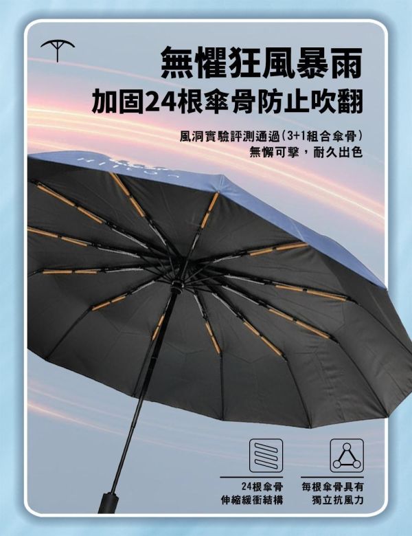 Hilton希爾頓-24骨加大自動摺疊傘(一組2入) 