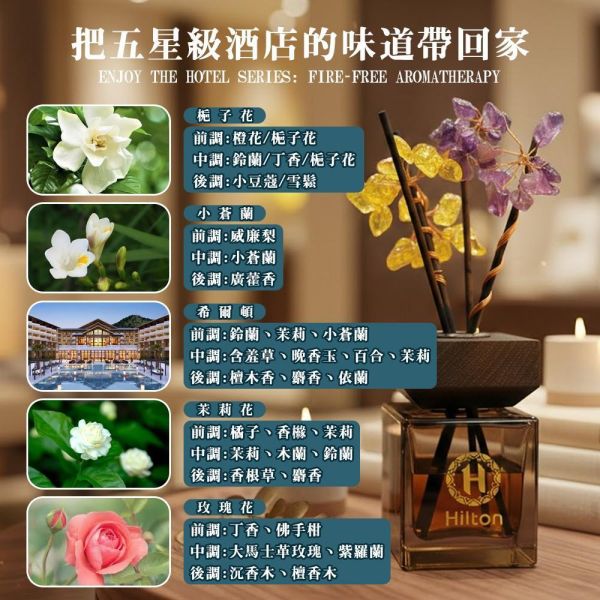 Hilton希爾頓-水晶招財香氛擴香瓶(一組3瓶) 