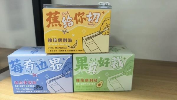 裁切捲軸抽拉多用途筆記便利貼(一組3入) 