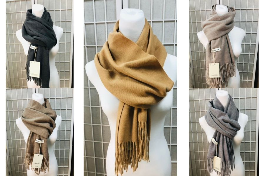 仿羊毛針織無印風素色圍巾(一組3條) 