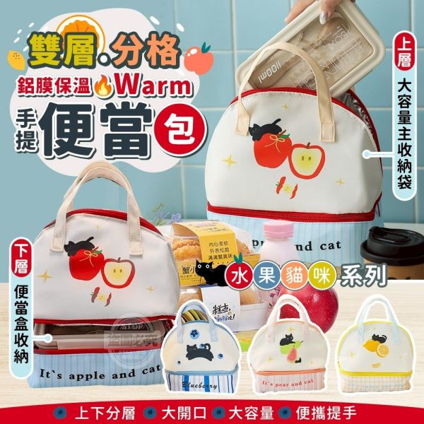 雙層分格保溫手提便當包(一組2入) 