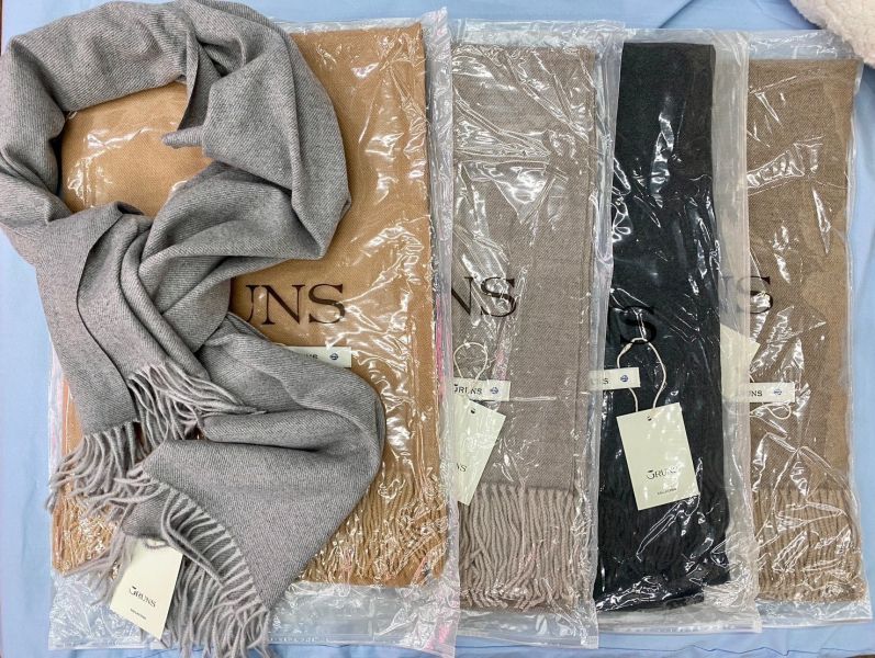 仿羊毛針織無印風素色圍巾(一組3條) 