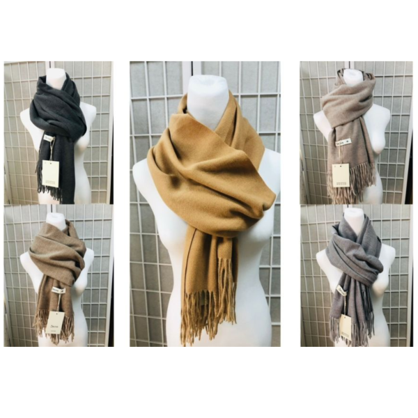仿羊毛針織無印風素色圍巾(一組3條) 