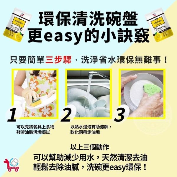 黃檸檬高效洗碗精補充包(一組4包) 