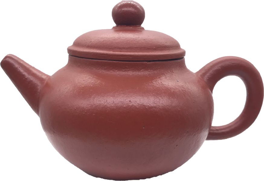 1980年蓮子茶壺(朱泥)(作者:清末花印(不詳)) 