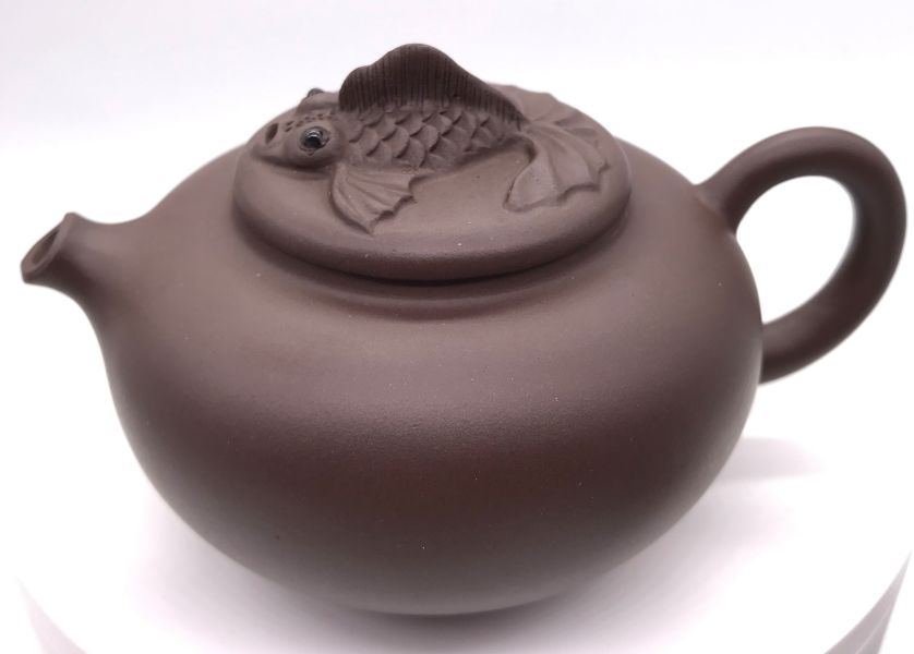 (金魚展翅)紫砂茶壺 