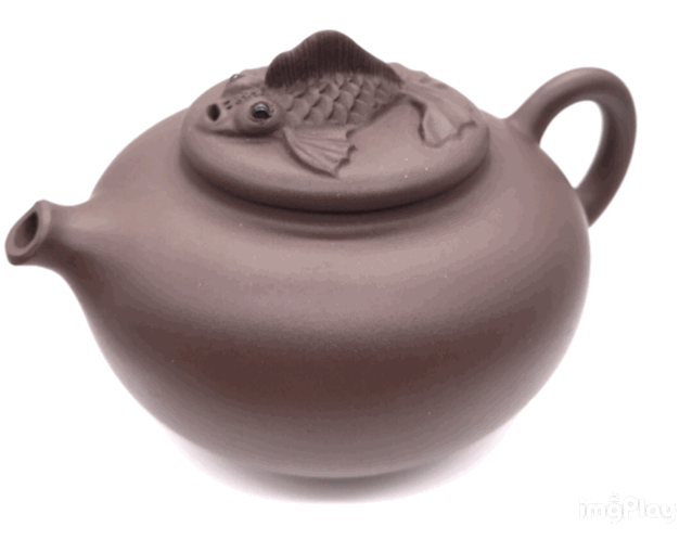(金魚展翅)紫砂茶壺 
