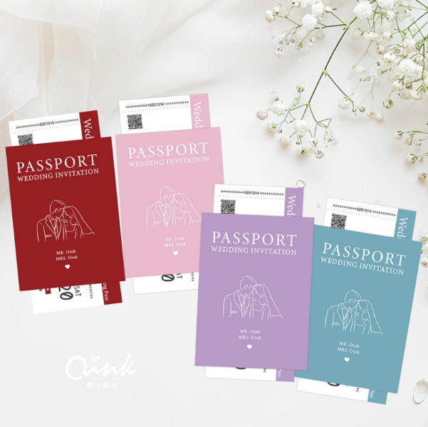 護照+機票喜帖/登機證 票卷邀請卡(少量可印) 