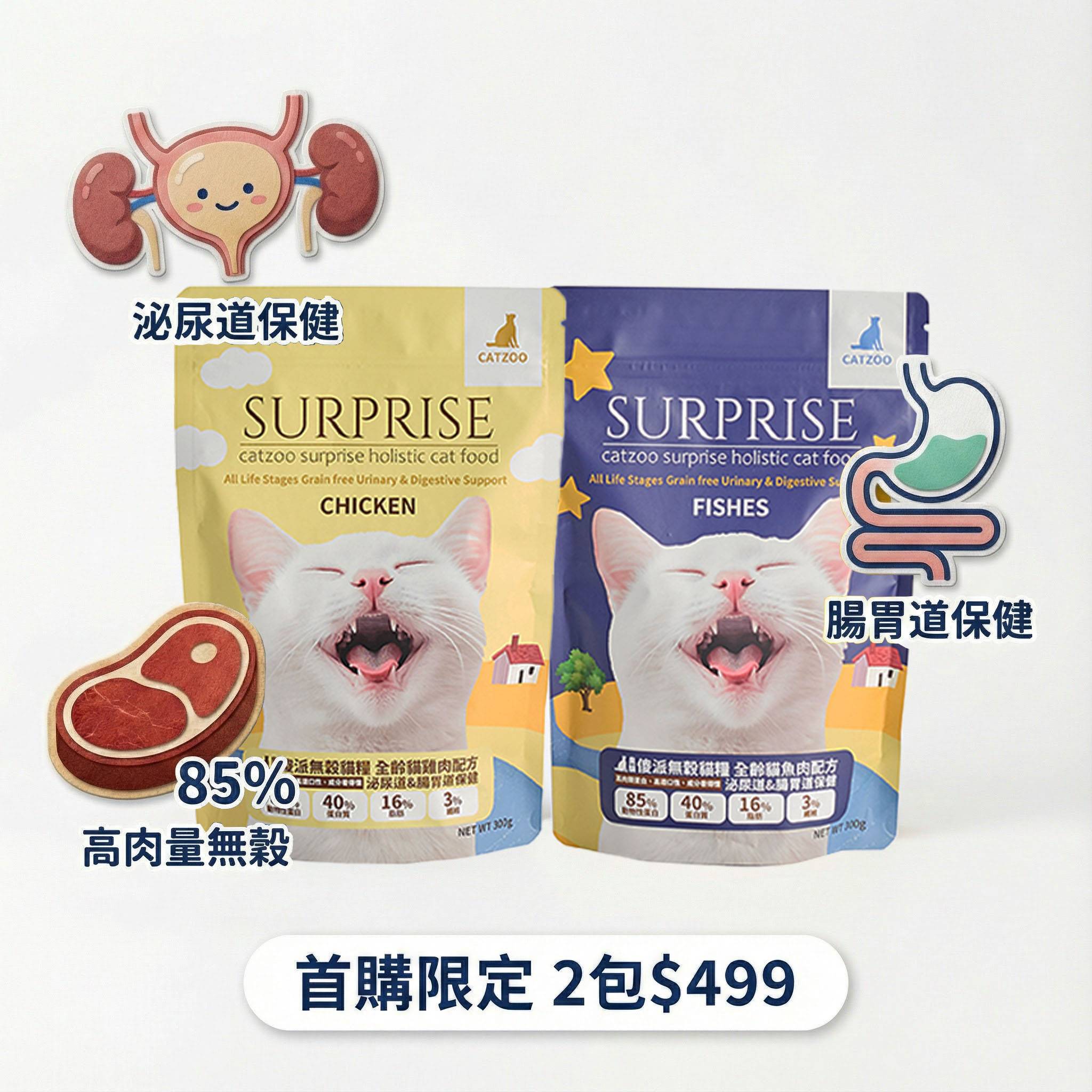 傻派貓飼料泌尿道保健腸胃道保健2包試吃組499元
