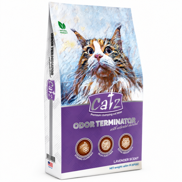 蓋世 CATZ 頂級凝結除臭貓砂14kg 美國天然膨潤土礦砂,無香／薰衣草兩款,強力凝結、低粉塵、快速鎖水