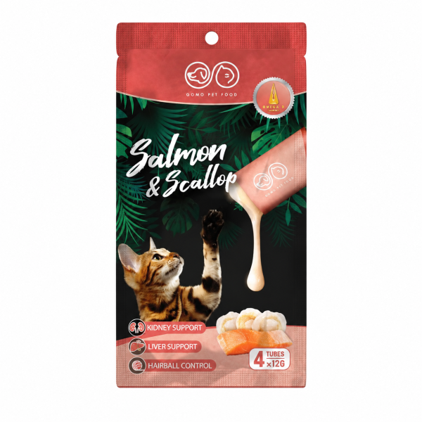 Gomo寵貓專用肉泥條 四種鮮肉海鮮口味,搭配牛磺酸、菊糖與蔓越莓萃取物的貓咪日常肉泥