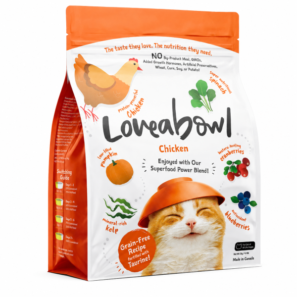 Loveabowl 囍碗無穀全齡貓飼料 兩款加拿大製無穀配方,依貓咪口味選擇雞肉或雞肉雪蟹
