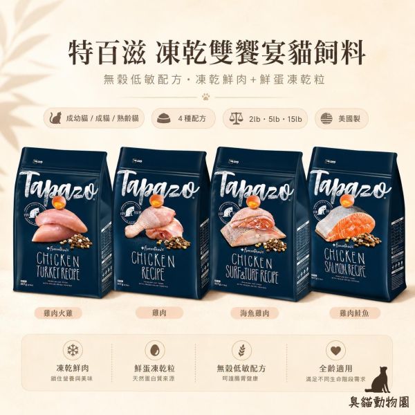特百滋凍乾雙饗宴貓飼料 鮭魚、海魚雞肉、雞肉、熟齡火雞配方完整整理