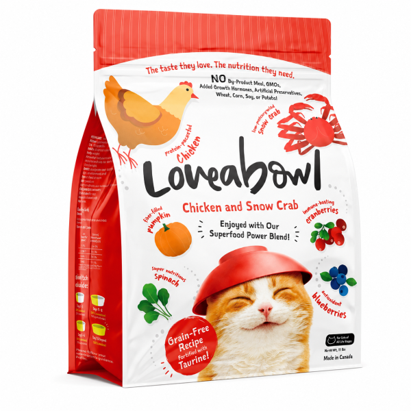 Loveabowl 囍碗無穀全齡貓飼料 兩款加拿大製無穀配方,依貓咪口味選擇雞肉或雞肉雪蟹