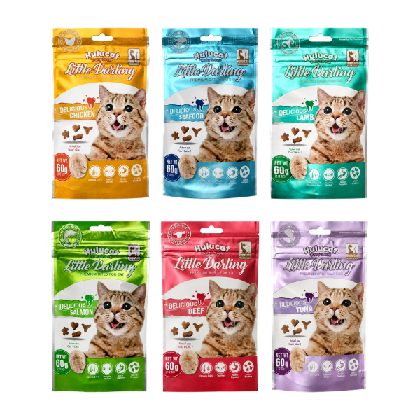 Hulucat 卡滋化毛潔牙餅 150g 六種酥脆風味搭配食用纖維與牛磺酸,作為貓咪日常獎勵點心
