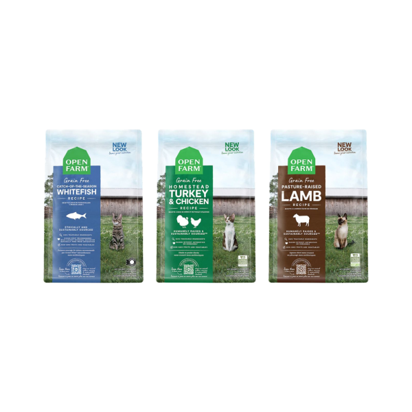 Open Farm 開放農場自然農選無穀貓飼料 Open Farm開放農場無穀貓飼料提供雞肉火雞、野撈鮭魚與季節白魚三款全齡營養,並有2LB、4LB與8LB規格可依口味及用量選購。