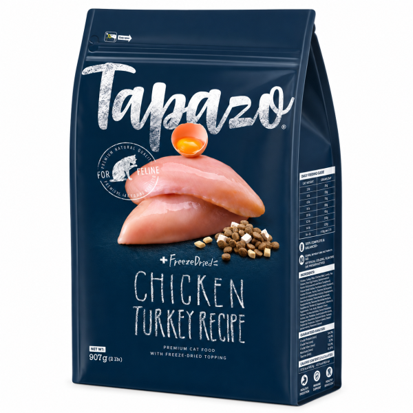 TAPAZO特百滋凍乾雙饗宴貓飼料 無穀乾糧搭配雞肉與鮮蛋凍乾,4款分齡配方一次選購