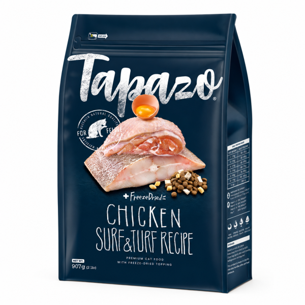 TAPAZO特百滋凍乾雙饗宴貓飼料 無穀乾糧搭配雞肉與鮮蛋凍乾,4款分齡配方一次選購