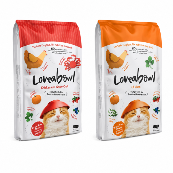 Loveabowl 囍碗無穀全齡貓飼料 兩款加拿大製無穀配方,依貓咪口味選擇雞肉或雞肉雪蟹