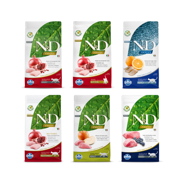 N&D 法米納頂級無穀貓飼料 GC系列 雞肉石榴、羊肉藍莓、野豬蘋果與鯡魚甜橙配方整理