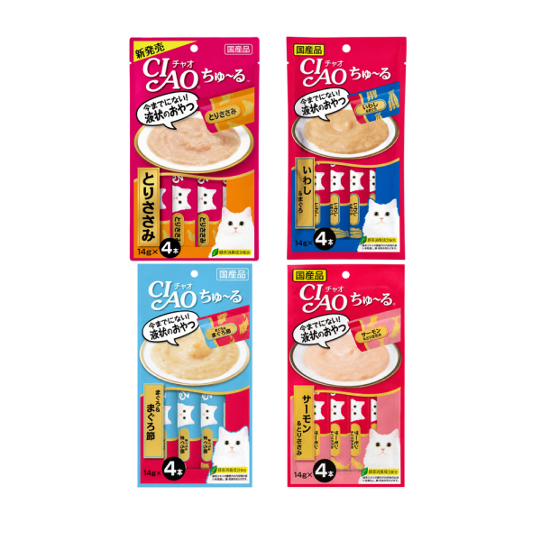 CIAO啾嚕貓肉泥條｜4條入 23款口味與營養配方,依貓咪年齡、喜好及飲食需求選擇