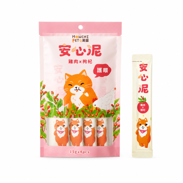 毛湯圓安心泥 15g×4清爽機能貓肉泥條,四種口味成分與營養分析
