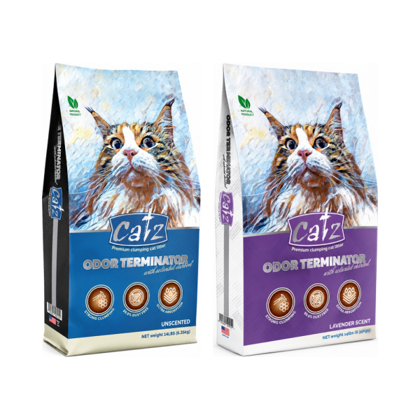 蓋世 CATZ 頂級凝結除臭貓砂14kg 美國天然膨潤土礦砂,無香／薰衣草兩款,強力凝結、低粉塵、快速鎖水