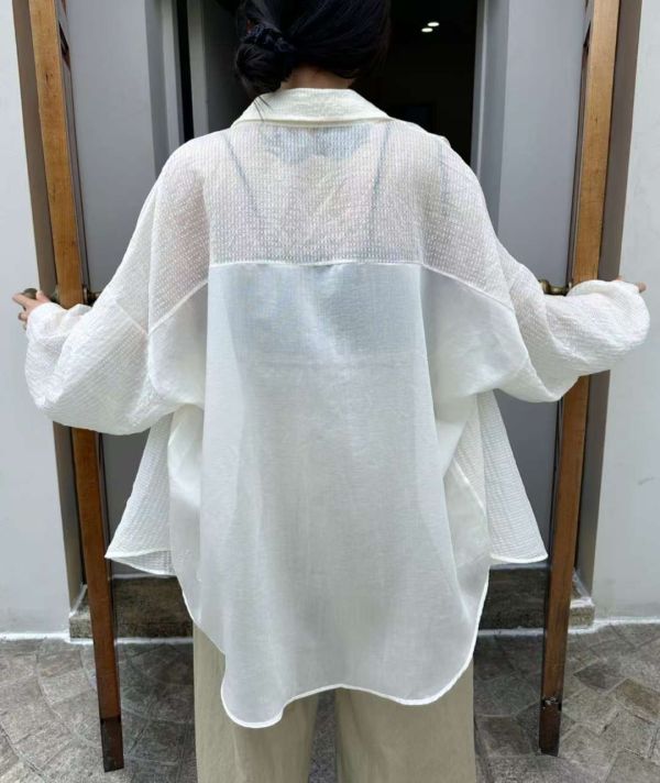 壓紋紗質長版襯衫 韓國 正韓 東大門 空運