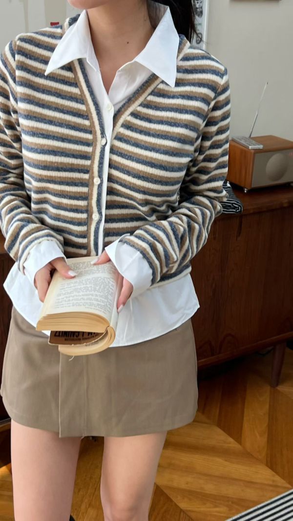 假兩件條紋襯衫 韓國 正韓 東大門 空運