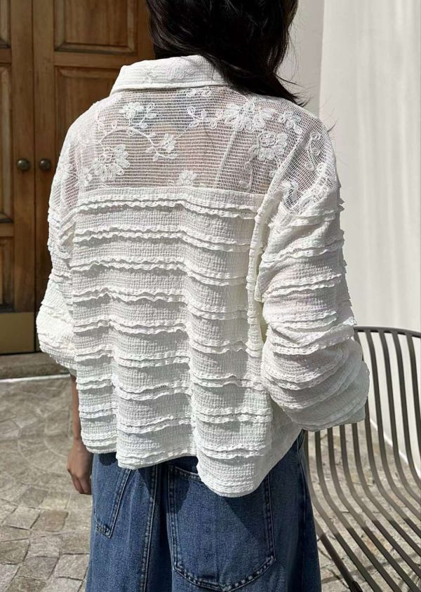 波浪拼接花蕾絲襯衫 韓國 正韓 東大門 空運