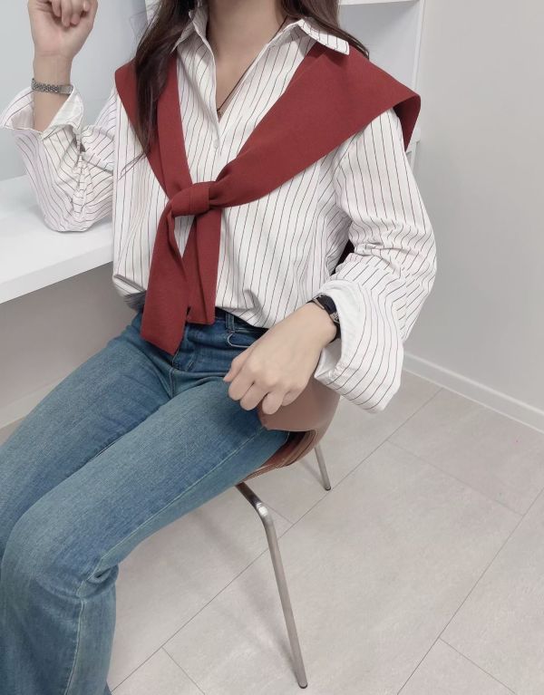 批肩直條紋襯衫 韓國 正韓 東大門 空運